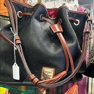 Dooney & Bourke Black Leather Bag with Brown Accents